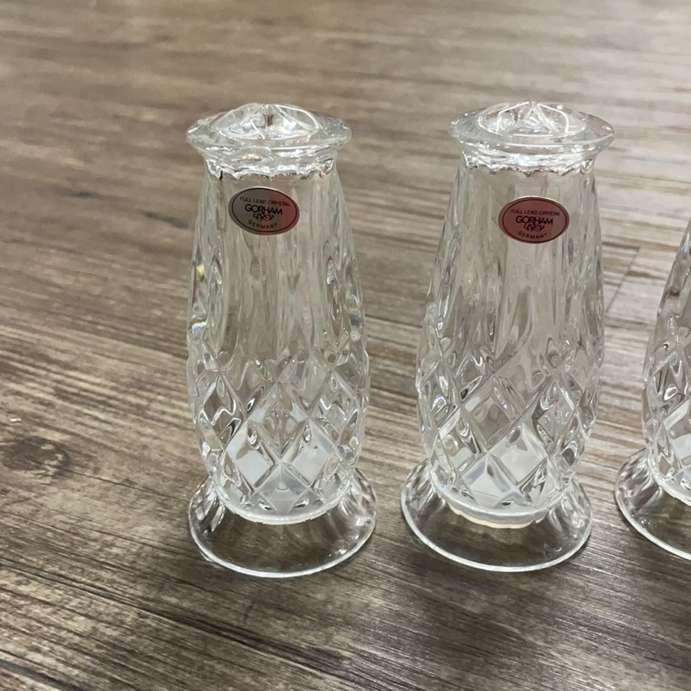 Gorgeous Set of 3 Gorham Cut Crystal Salt and Pepper Shakers - Picture 2 of 7